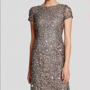 ADRIANNA PAPELL US 8 SEQUIN GOWN DRESS WEDDING EVENT